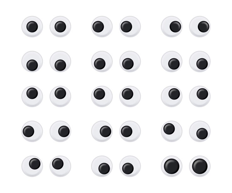 Vector ojos googly marionetas animadas tambaleantes ojos de juguete conjuntos de emociones del globo ocular