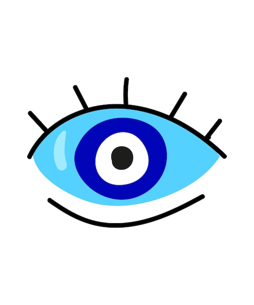 Ojos malvados Conjunto de diferentes mascotas dibujadas a mano Mal de ojo Hamsa Mano de Fátima Ojo de la Providencia Ilustraciones vectoriales de amuletos en azul Estilo de dibujo a mano alzada Aislado en blanco