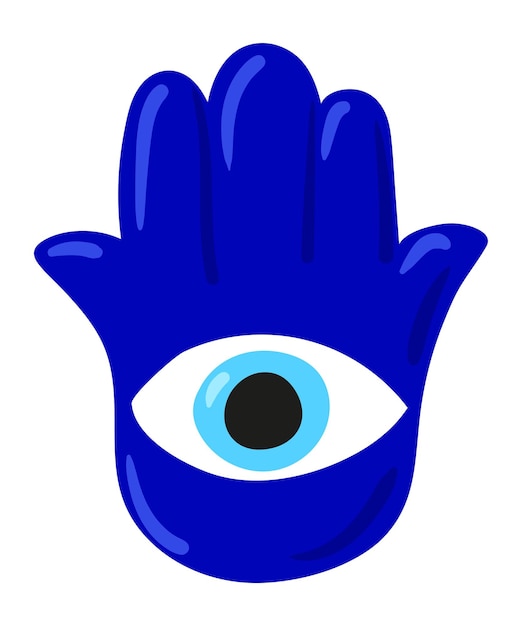 Ojos malvados Conjunto de diferentes mascotas dibujadas a mano Mal de ojo Hamsa Mano de Fátima Ojo de la Providencia Ilustraciones vectoriales de amuletos en azul Estilo de dibujo a mano alzada Aislado en blanco