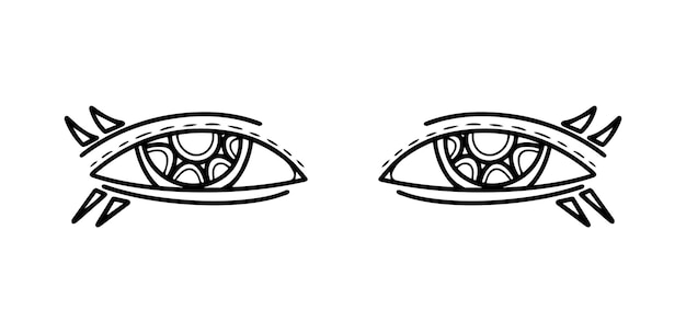 Ojos místicos Colección de ojos Doodle Caricatura dibujada a mano Ilustración vectorial aislada en blanco