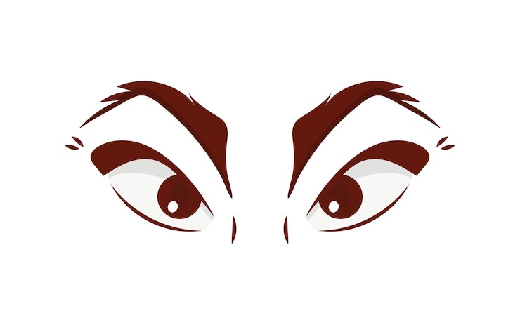 Vector ojos de mujer de dibujos animados y cejas con pestañas vector aislado