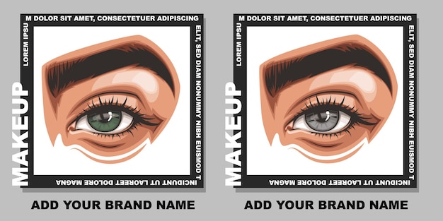 Ojos de mujeres coloridos con maquillaje Maquillaje de ojos primer plano aislado Salón de belleza Diseño de redes sociales