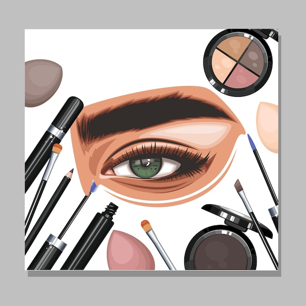 Vector ojos de mujeres con maquillaje maquillaje de ojos closeup salón de belleza plantilla de diseño de redes sociales