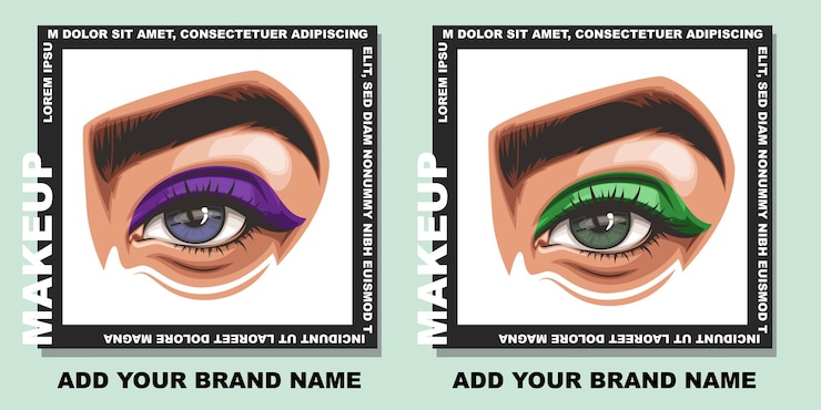 Vector ojos de mujeres con maquillaje maquillaje de ojos closeup salón de belleza plantilla de diseño de redes sociales