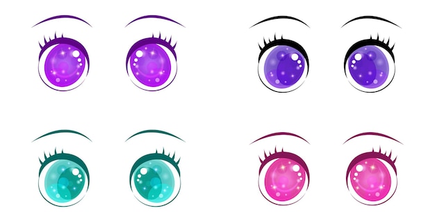 Ojos puestos en estilo anime.