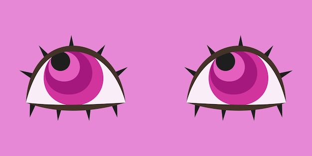 Vector ojos rosados en estilo de dibujos animados