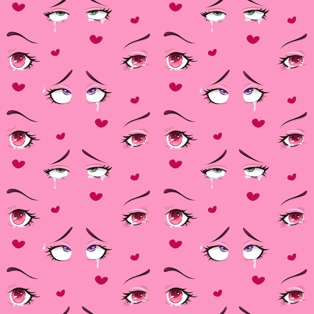 Los ojos son los corazones sobre el fondo rosa.