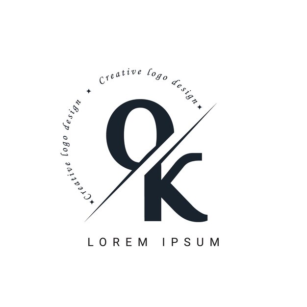 OK Diseño de letras del logotipo con un corte creativo Diseño de logotipo creativo