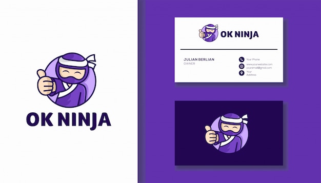 OK diseño de logotipo ninja. Lindo personaje ninja.