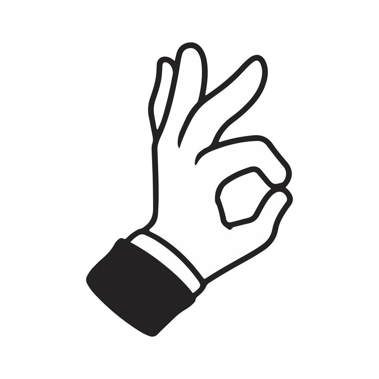 OK Ilustración de gesto de la mano Estilo de garabato dibujado a mano por vector