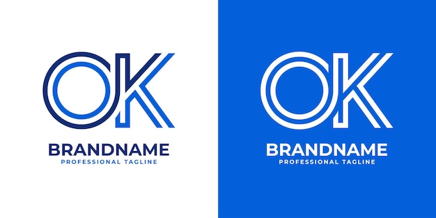 OK Line Letters Monogram Logotipo adecuado para negocios con las iniciales OK o KO