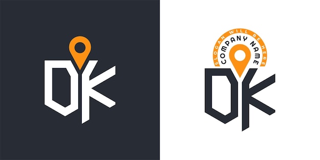 OK Lugar Logo Bundle Carta OK Logo Iconos de doble vector para el reclutamiento y la navegación