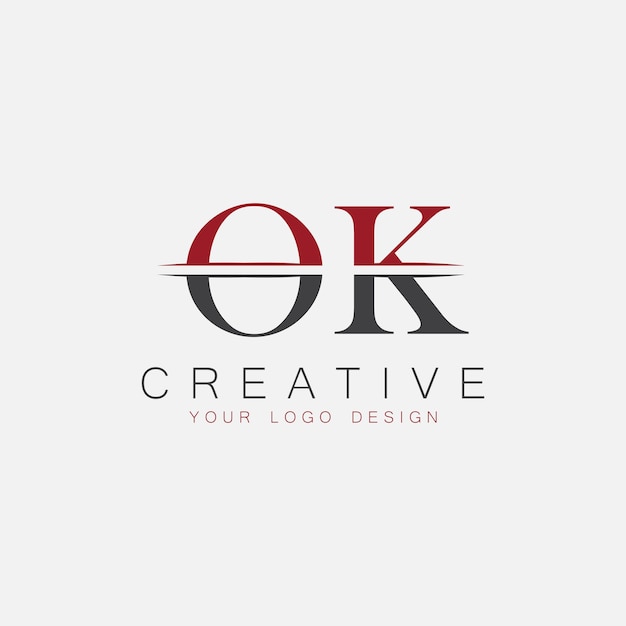 OK monograma inicial con letra y logotipo creativo