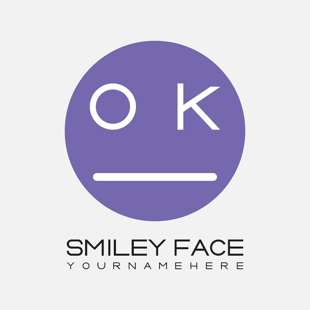 OK monograma inicial para el logotipo de la cara sonriente con diseño de estilo círculo