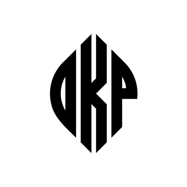 OKP diseño de logotipo de letra de círculo con forma de círculo y elipse OKP letras de elipse con estilo tipográfico Las tres iniciales forman un logotipo de círculo OKP Emblema de círculo Abstracto Monograma Carta Marca Vector