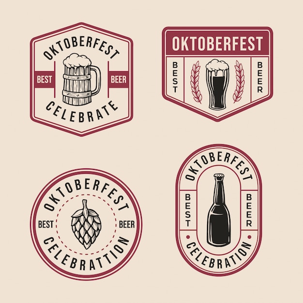 Vector oktoberfest badge logo colección