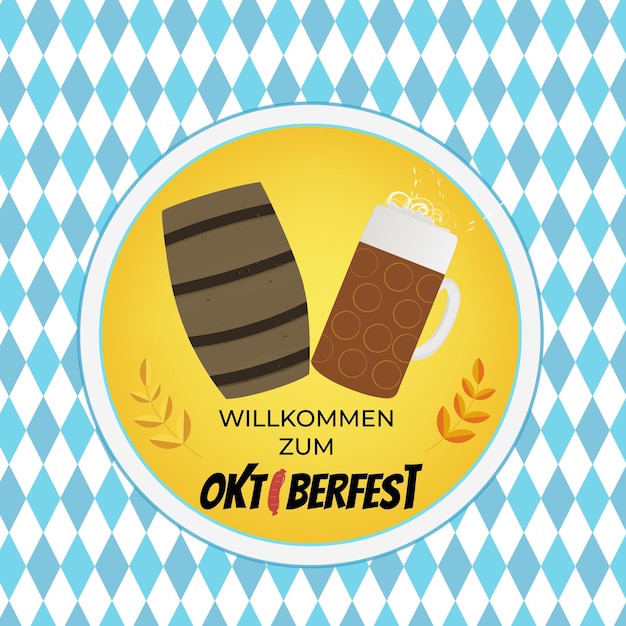 Oktoberfest bienvenida al festival de la cerveza volante de invitación o cartel para el banquete