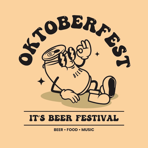 Vector oktoberfest. cerveza de amigos de personajes kawaii. fanny plantilla ilustración plana