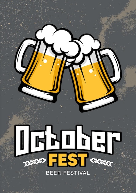 Oktoberfest. Día internacional de la cerveza. Cartel retro, volante, pancarta.