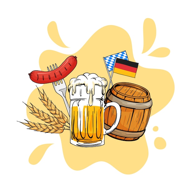 Vector oktoberfest dibujado a mano ilustración vectorial.