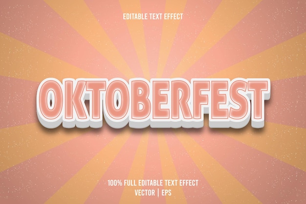 Oktoberfest efecto de texto editable 3 dimensiones en relieve estilo de dibujos animados