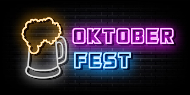 Oktoberfest letreros de neón plantilla de diseño vectorial letrero de neón