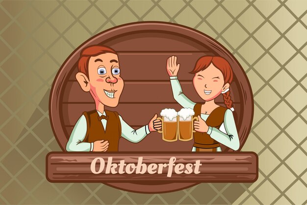 Oktoberfest rápido humano y mujer beben cerveza