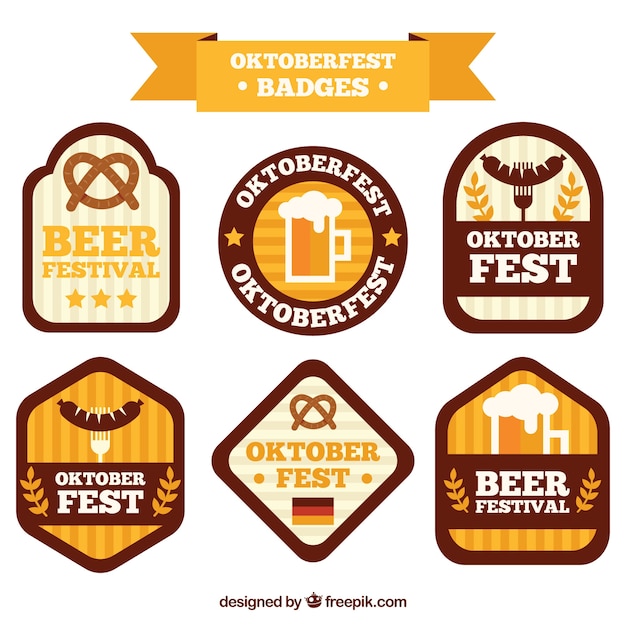 Vector oktoberfest, seis insignias flat