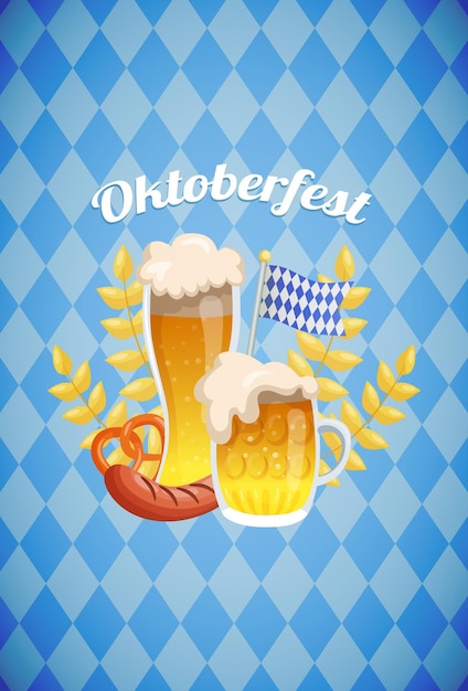 Oktoberfest vector tarjeta de vacaciones festival internacional de cerveza alemana en ilustración de munich
