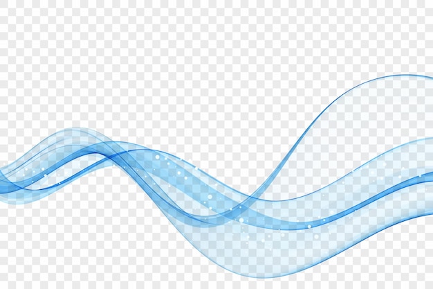 Ola abstracta de humo azul flujo transparente de líneas azules elemento de diseño