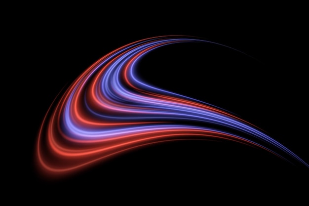 Ola abstracta Líneas rojas y azules en suave remolino con borrón de movimiento Camino de energía suave diseño dinámico moderno