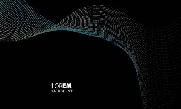 Ola abstracta de partículas en un fondo negro Ilustración vectorial para su diseño