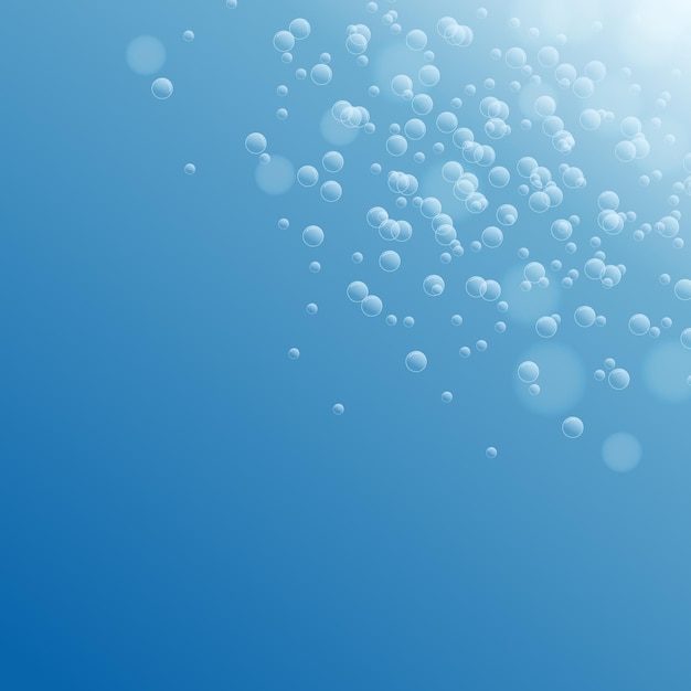 Ola de agua limpia azul con burbujas de aire en el fondo
