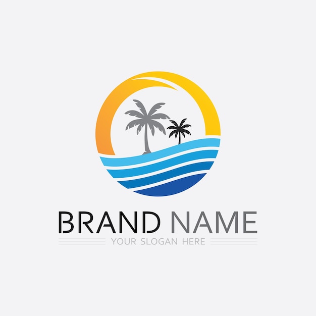ola y agua logotipo de forma redonda aislada color azul superficie del mar océano río