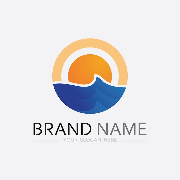 ola y agua logotipo de forma redonda aislada imagen de agua de color azul superficie del océano marino