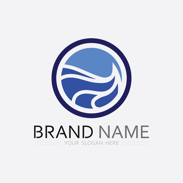 ola y agua logotipo de forma redonda aislada imagen de agua de color azul superficie del océano marino