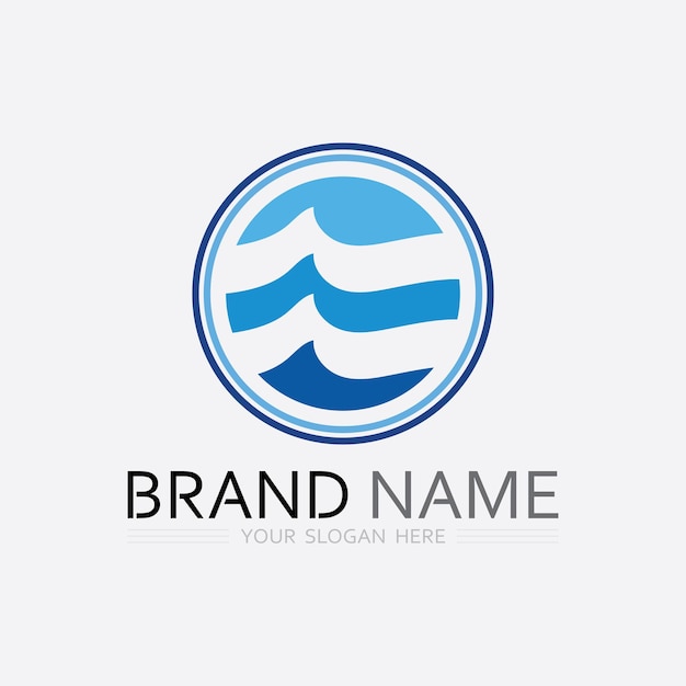 ola y agua logotipo de forma redonda aislada imagen de agua de color azul superficie del océano marino