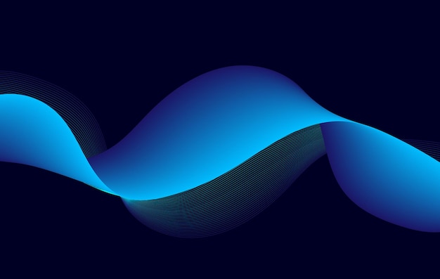 Ola azul abstracta con líneas gradientes y fluidas