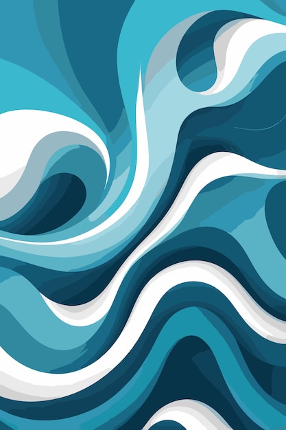 una ola azul con líneas blancas y un fondo azul