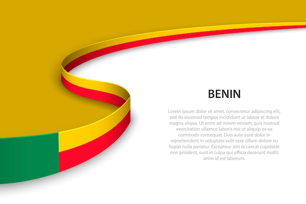 Ola la bandera de Benin con fondo copyspace Banner o cinta