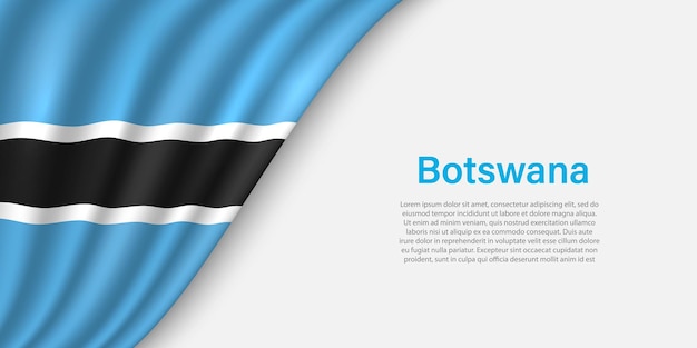 Ola la bandera de botswana sobre fondo blanco.