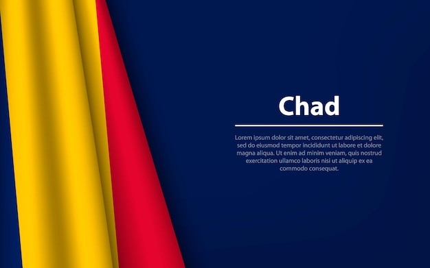 Vector ola la bandera de chad con fondo copyspace