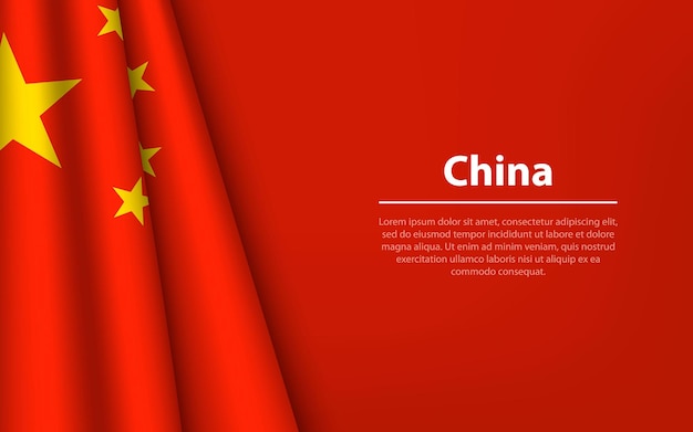 Ola la bandera de china con fondo copyspace