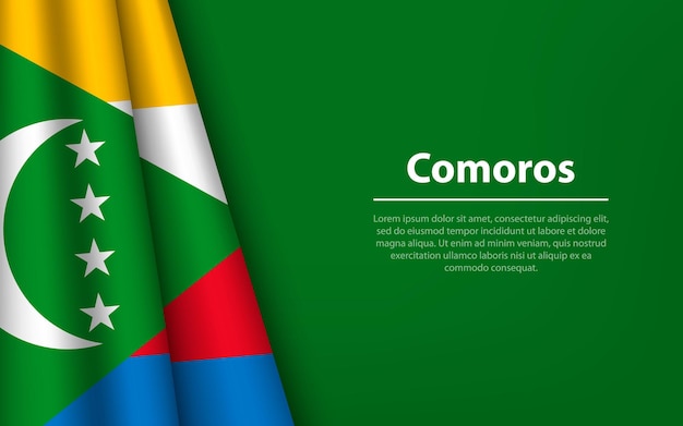 Ola la bandera de las Comoras con fondo copyspace