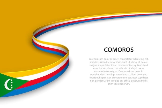 Ola la bandera de las Comoras con fondo copyspace