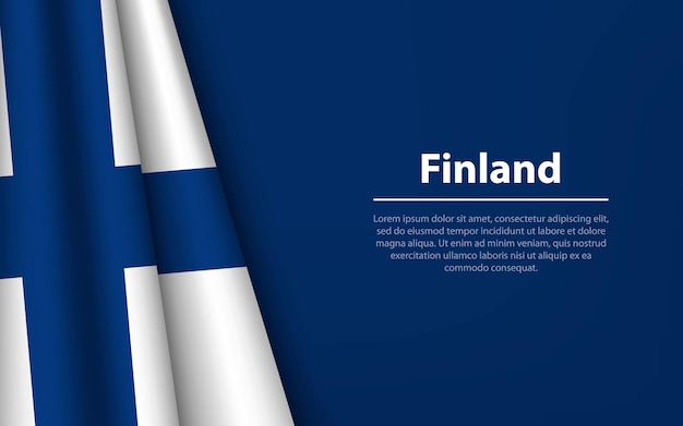 Ola la bandera de Finlandia con fondo copyspace