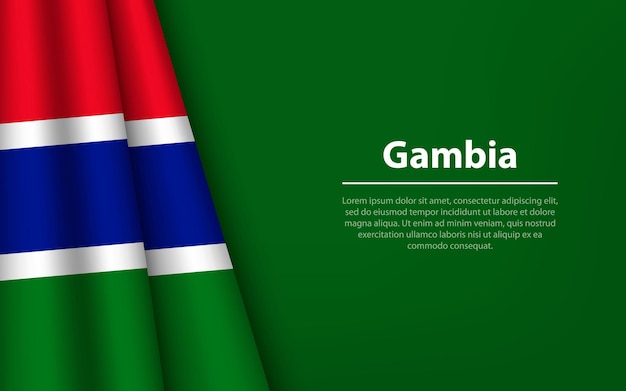 Ola la bandera de Gambia con fondo copyspace