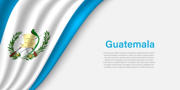 Ola la bandera de Guatemala sobre fondo blanco.