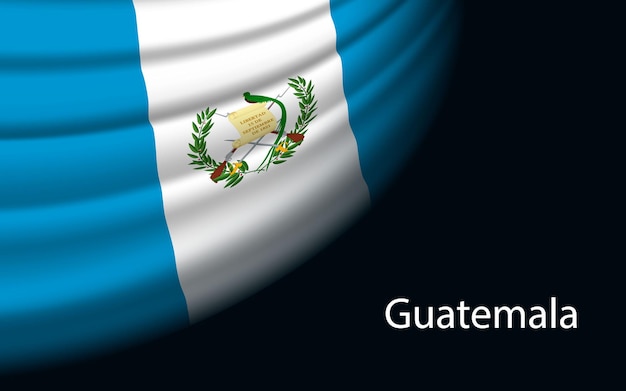 Ola la bandera de Guatemala sobre fondo oscuro