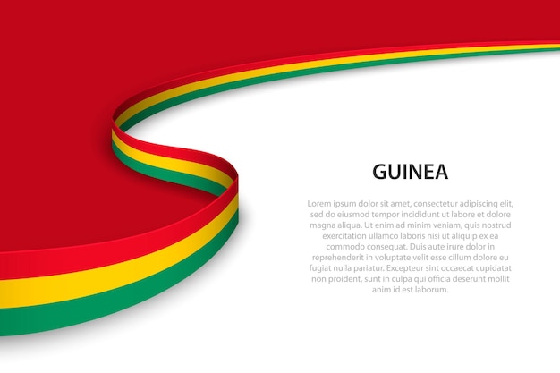 Ola la bandera de Guinea con fondo copyspace